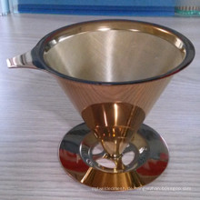 Premium wiederverwendbares titanbeschichtetes Gold waschbar über den Kaffeetropfer / Roségold-Kaffeetropfer